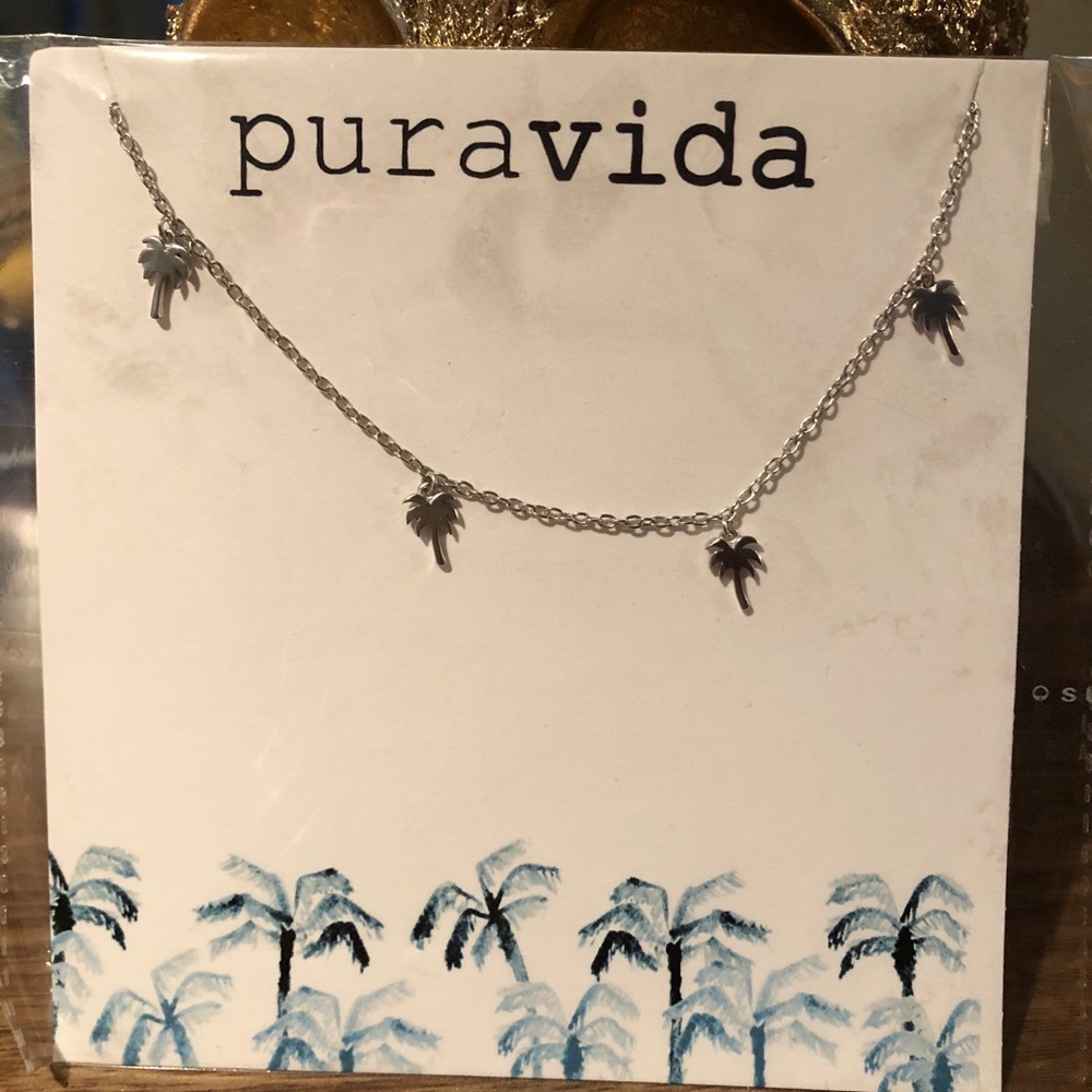 Silver Palm Tree Choker Necklace